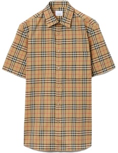 Burberry SS24 格紋短袖領襯衫 米色休閒襯衫 80795891 Order Burberry SS24 格紋短袖領襯衫 米色休閒襯衫 80795891