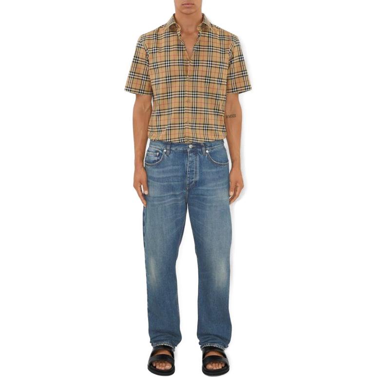 Lookbook Burberry SS24 格紋短袖領襯衫 米色休閒襯衫 80795891
