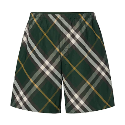 Burberry SS24 Colorblock Check Swim Shorts Ivy Green Men. 80831621