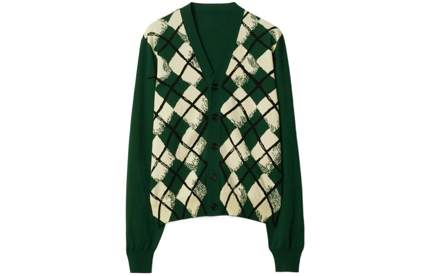 Buy Burberry SS24 Diamond V-Neck Button Long Sleeve Knit Sweater Ivy Green Mens. 80831831