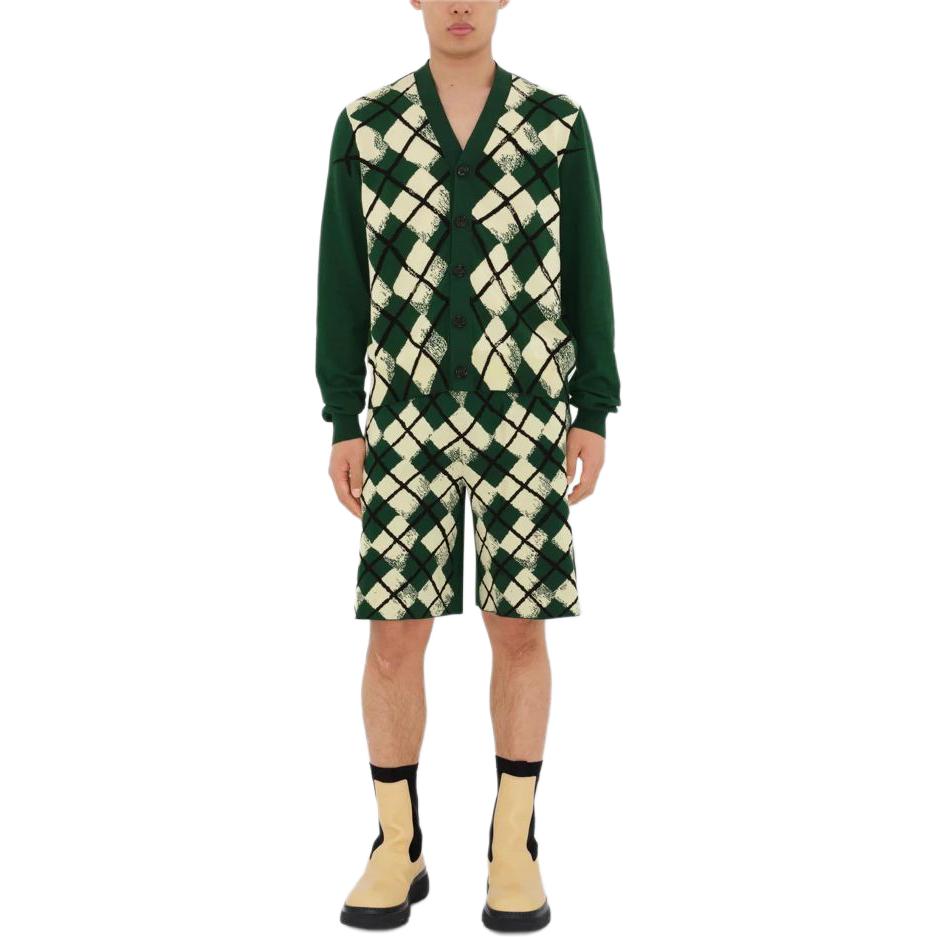 Purchase Burberry SS24 Diamond V-Neck Button Long Sleeve Knit Sweater Ivy Green Mens. 80831831