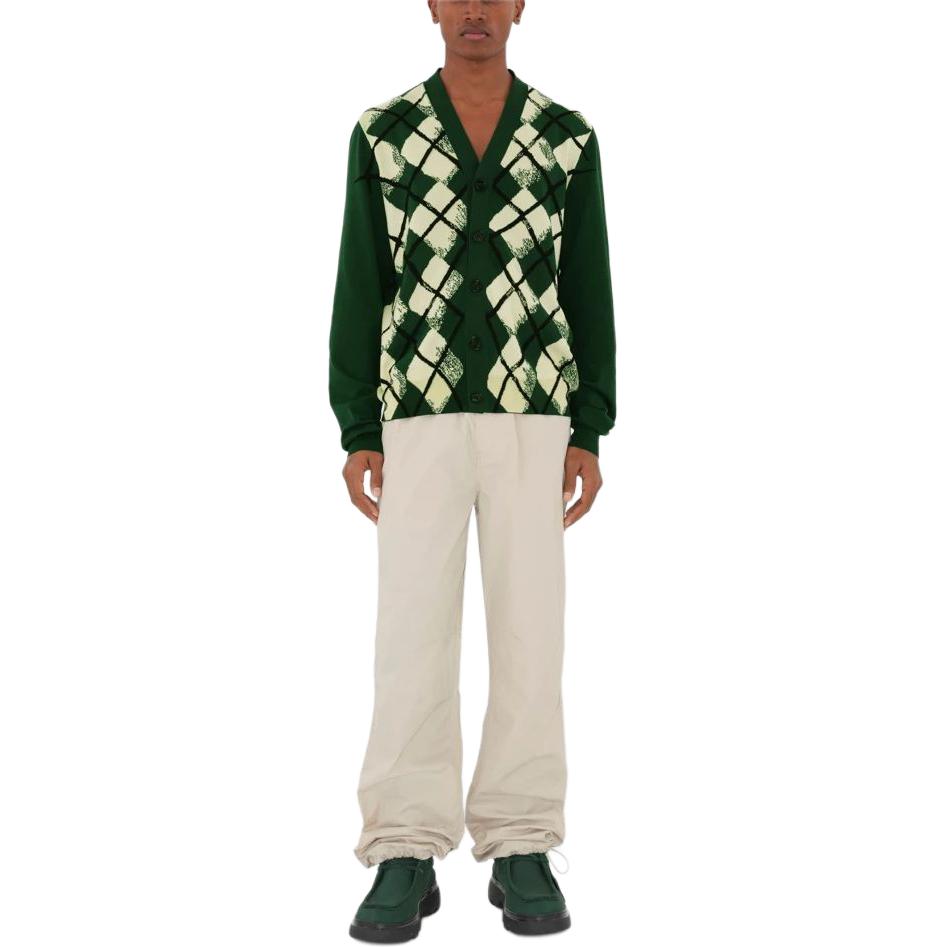 Details for Burberry SS24 Diamond V-Neck Button Long Sleeve Knit Sweater Ivy Green Mens. 80831831