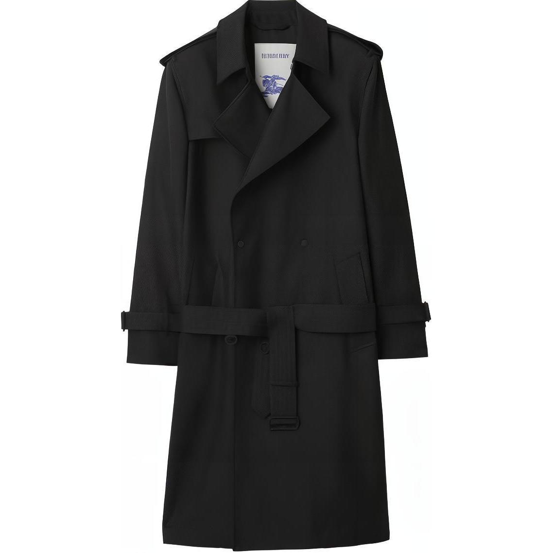 Burberry SS24 Double-Breasted Belted Long Sleeve Trench Coat Men Black 80871011