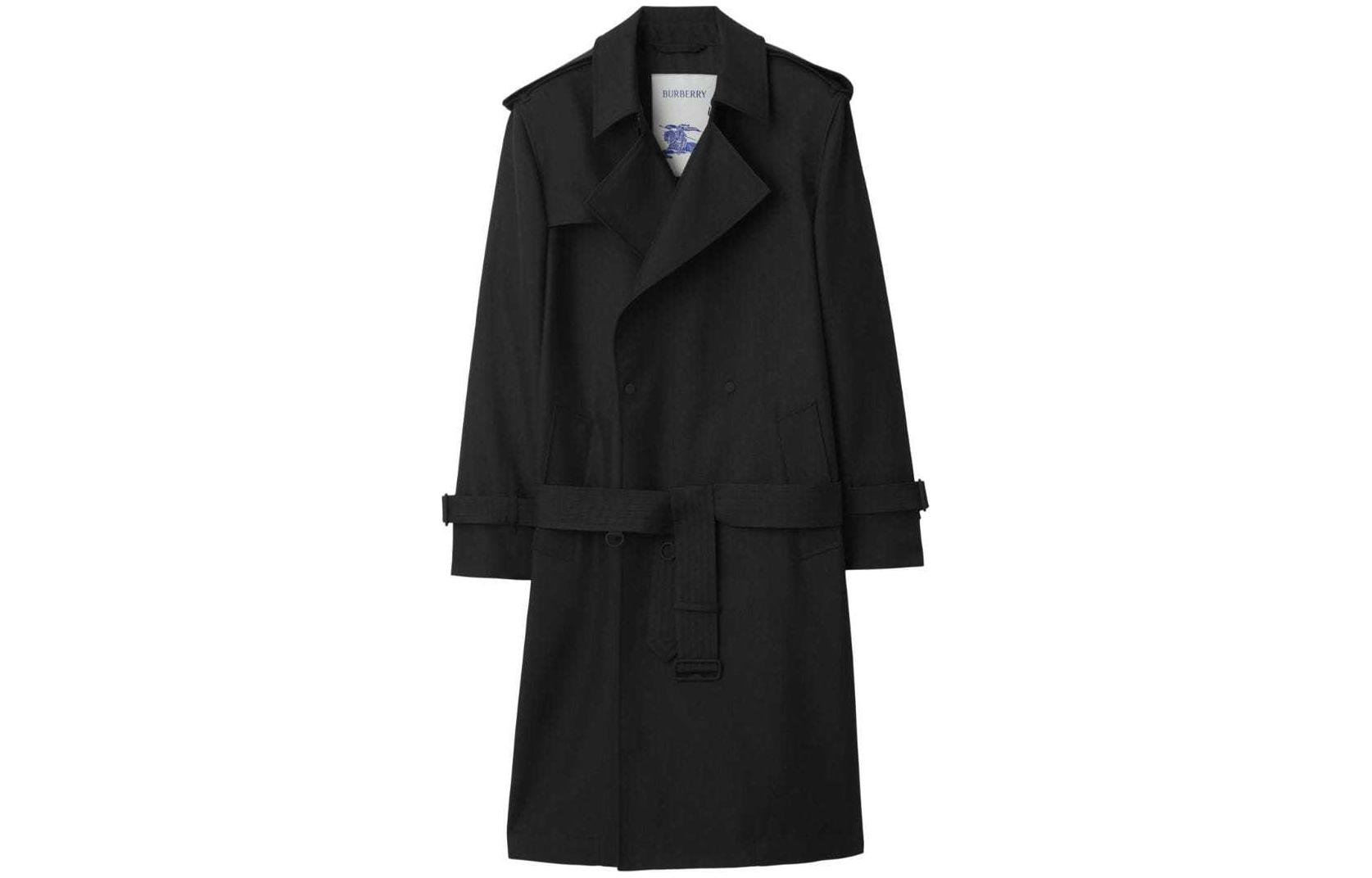 Order Burberry SS24 Gabardina Hombre Negra Doble Botonadura Manga Larga Cinturón 80871011