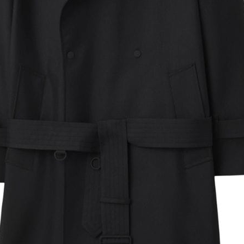 Details for Burberry SS24 Gabardina Hombre Negra Doble Botonadura Manga Larga Cinturón 80871011