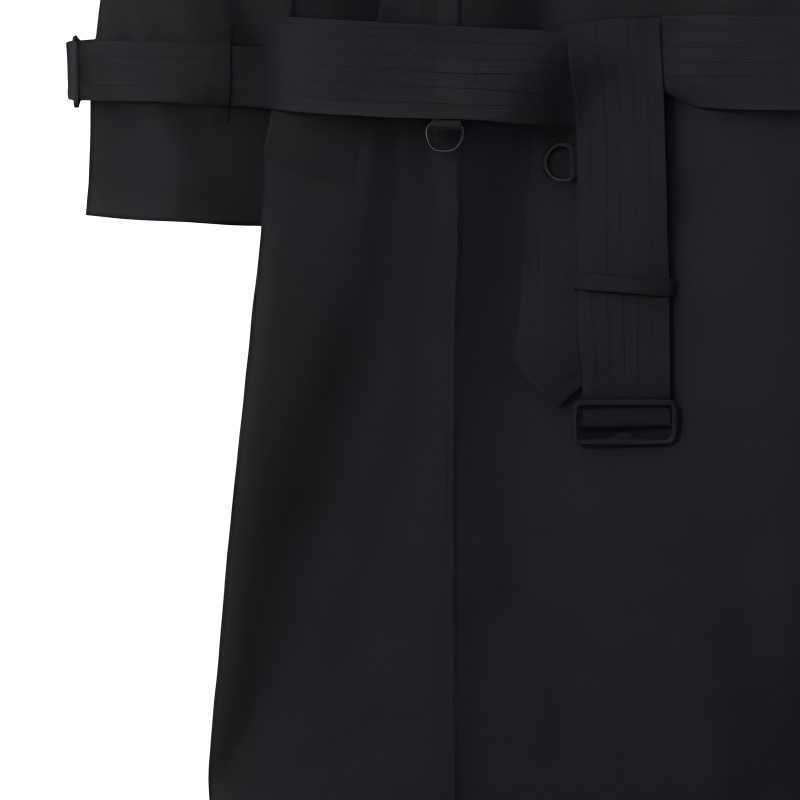 Sizing Burberry SS24 Gabardina Hombre Negra Doble Botonadura Manga Larga Cinturón 80871011