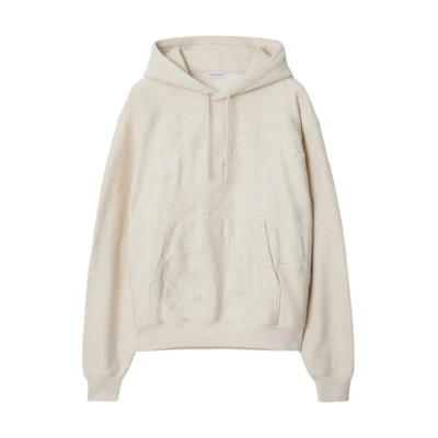 Burberry SS24 Embroidered Print Loose Fit Hoodie Tundra Color. 80995621