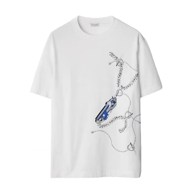 Burberry SS24 Equestrian Knight Print Crewneck T-Shirt White. 80893341