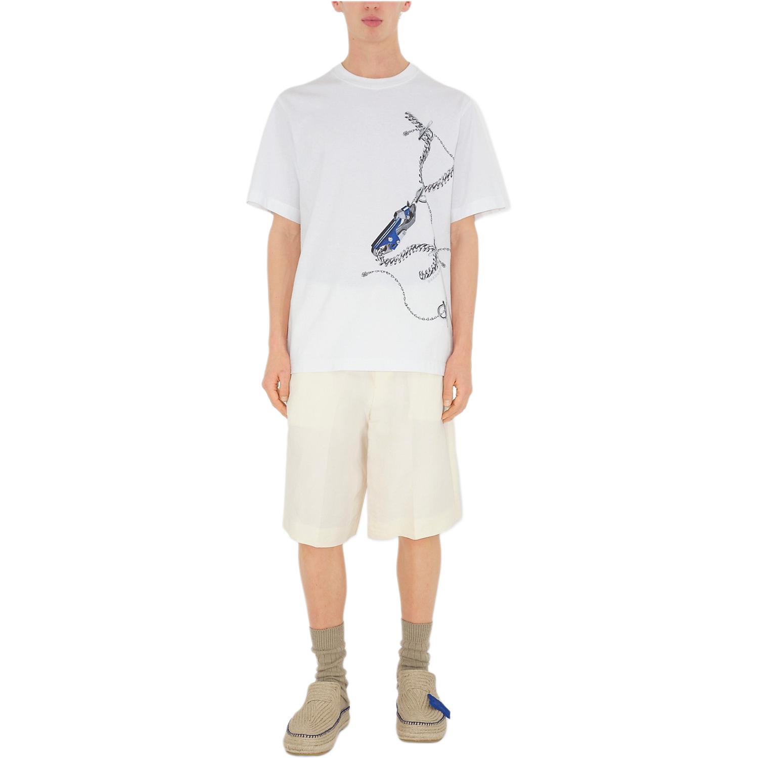 Shop 博柏利 SS24 马术骑士印花圆领T恤 白色 80893341