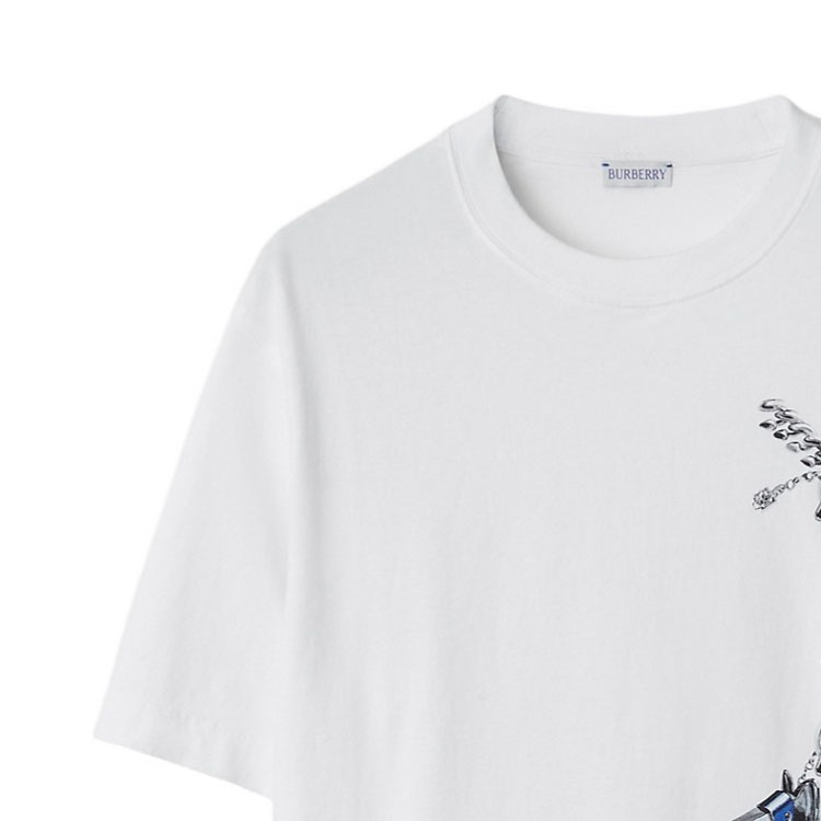 Sizing 博柏利 SS24 马术骑士印花圆领T恤 白色 80893341