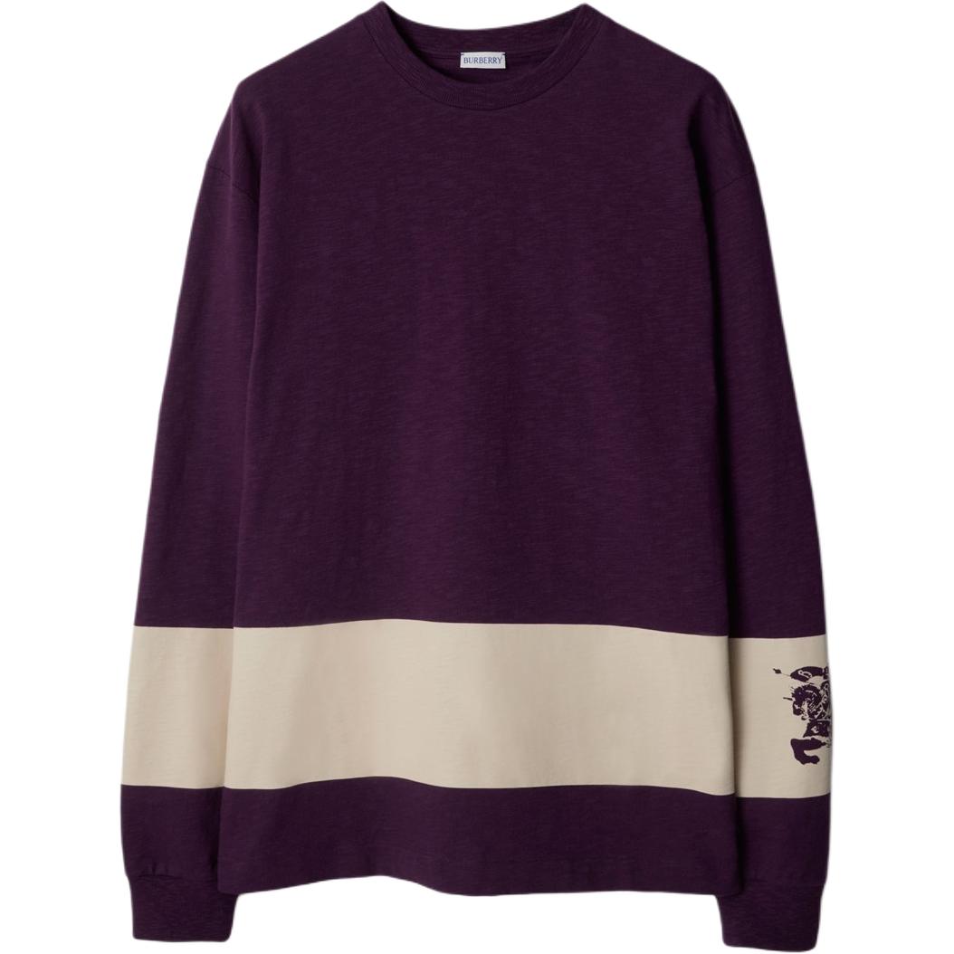 Buy Burberry SS24 馬術標誌條紋紫色針織長袖毛衣 男款 80918901