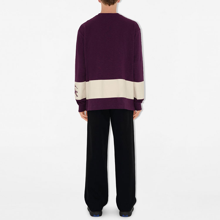 Lookbook Burberry SS24 馬術標誌條紋紫色針織長袖毛衣 男款 80918901