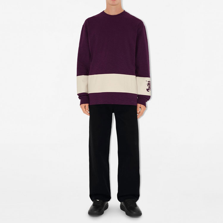 Purchase Burberry SS24 馬術標誌條紋紫色針織長袖毛衣 男款 80918901