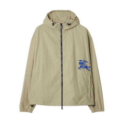 Burberry SS24 Equestrian Patch Zip-Up Hoodie Jacket Chalk White 80926671