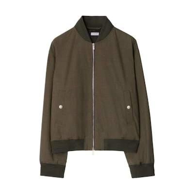 Burberry SS24 Green Solid Dual Zip Long Sleeve Bomber Jacket 80929601