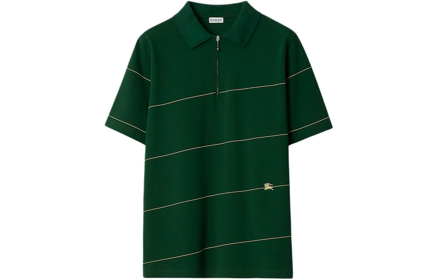 Burberry SS24 Half-Zip Striped Polo Shirt Ivy Green  Casual Tee 80837151 圖 2