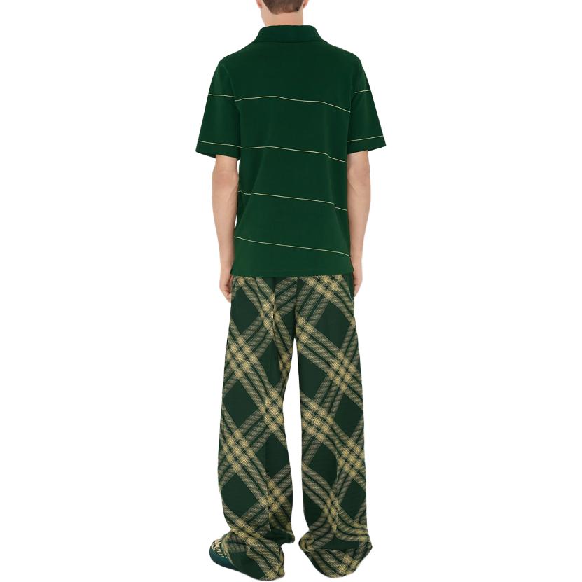 Burberry SS24 Half-Zip Striped Polo Shirt Ivy Green  Casual Tee 80837151 圖 5