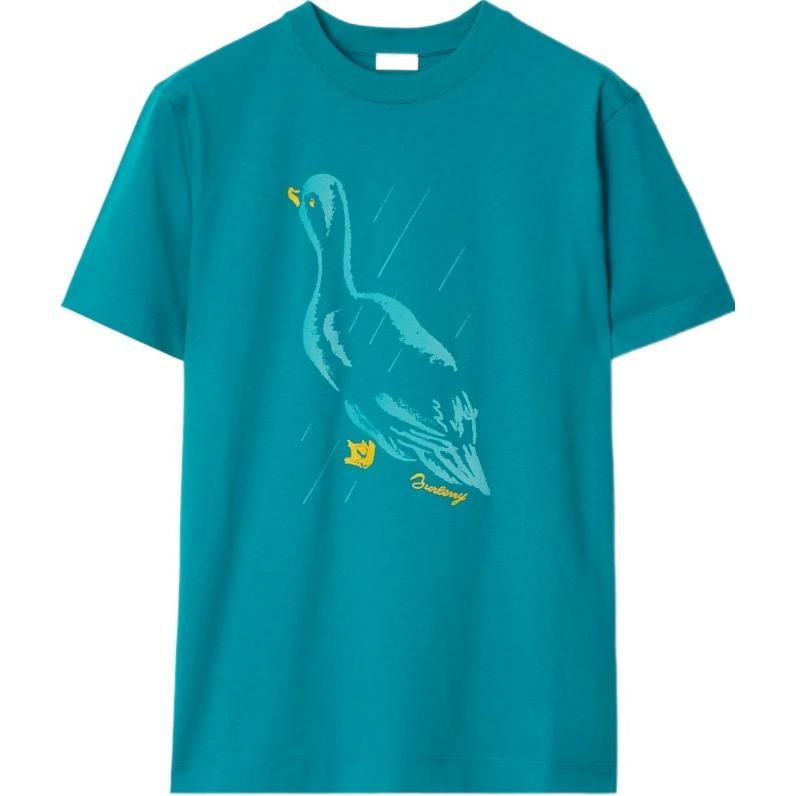 Burberry SS24 Letter Animal Print Crewneck T-Shirt Men’s Kingfisher Blue. 80957841