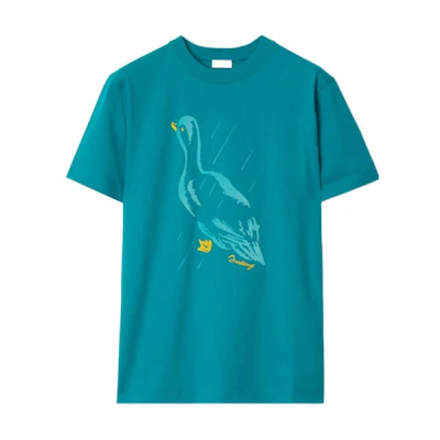 Burberry SS24 Letter Animal Print Crewneck T-Shirt Men’s Kingfisher Blue. 80957841