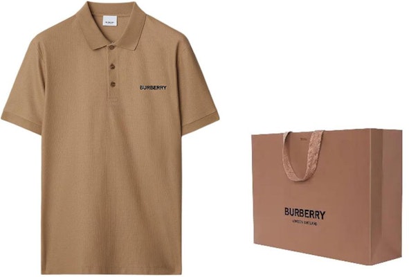 Burberry SS24 男士驼色标志刺绣短袖 Polo 衫. 80844381 Shop Burberry SS24 男士驼色标志刺绣短袖 Polo 衫. 80844381