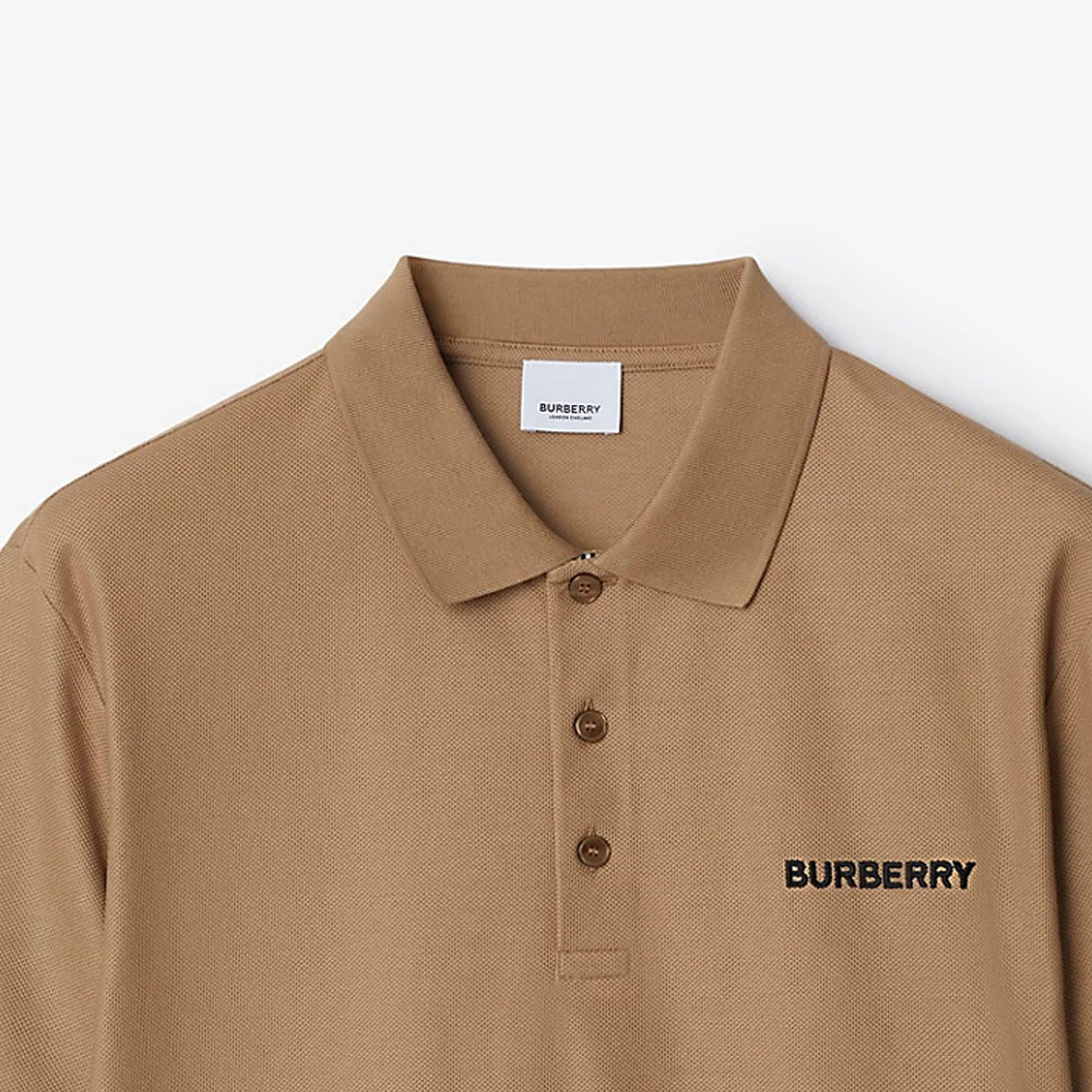 Sizing Burberry SS24 男士驼色标志刺绣短袖 Polo 衫. 80844381
