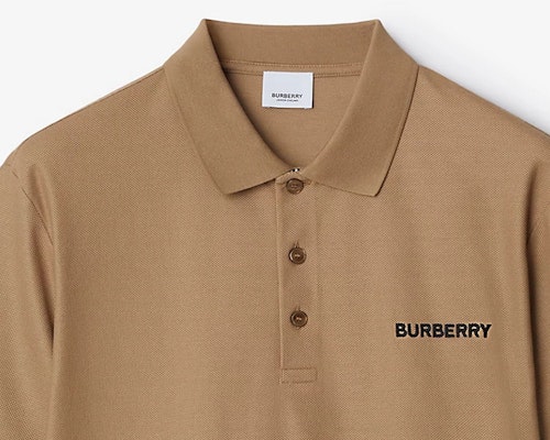 Burberry SS24 男士驼色标志刺绣短袖 Polo 衫. 80844381 Sizing Burberry SS24 男士驼色标志刺绣短袖 Polo 衫. 80844381