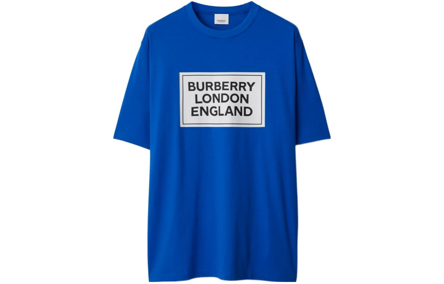 Order Burberry SS24 Logo Print Crewneck T-Shirt  Canvas Blue 80843391