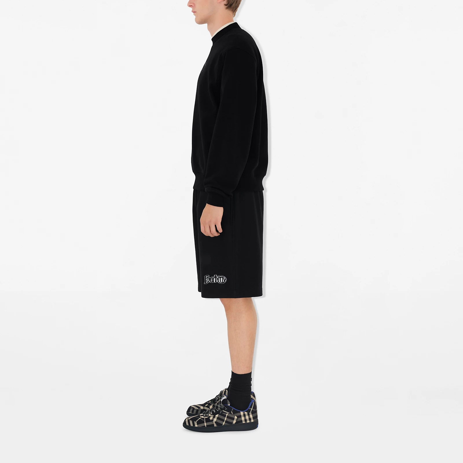 Details for バーバリー SS24 ロゴ ベロア カジュアルショーツ コールブラック. 80978261