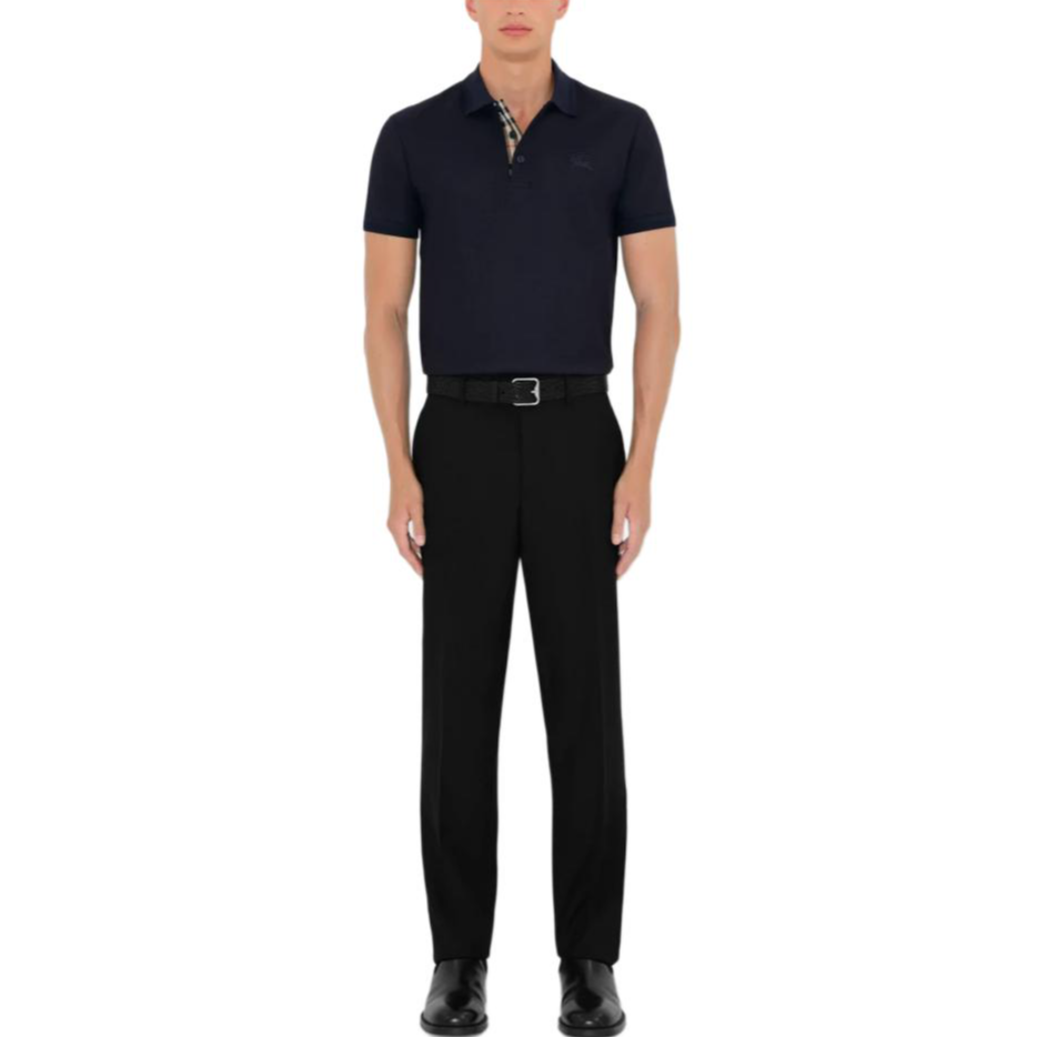 Burberry SS24 Mens Coal Blue Embroidered Equestrian Logo Short Sleeve Polo Shirt 80991651 圖 3