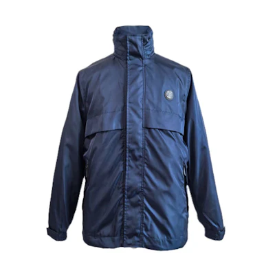Burberry SS24 Navy Blue 3D Logo Stand Collar Zip Jacket for Men 80774861