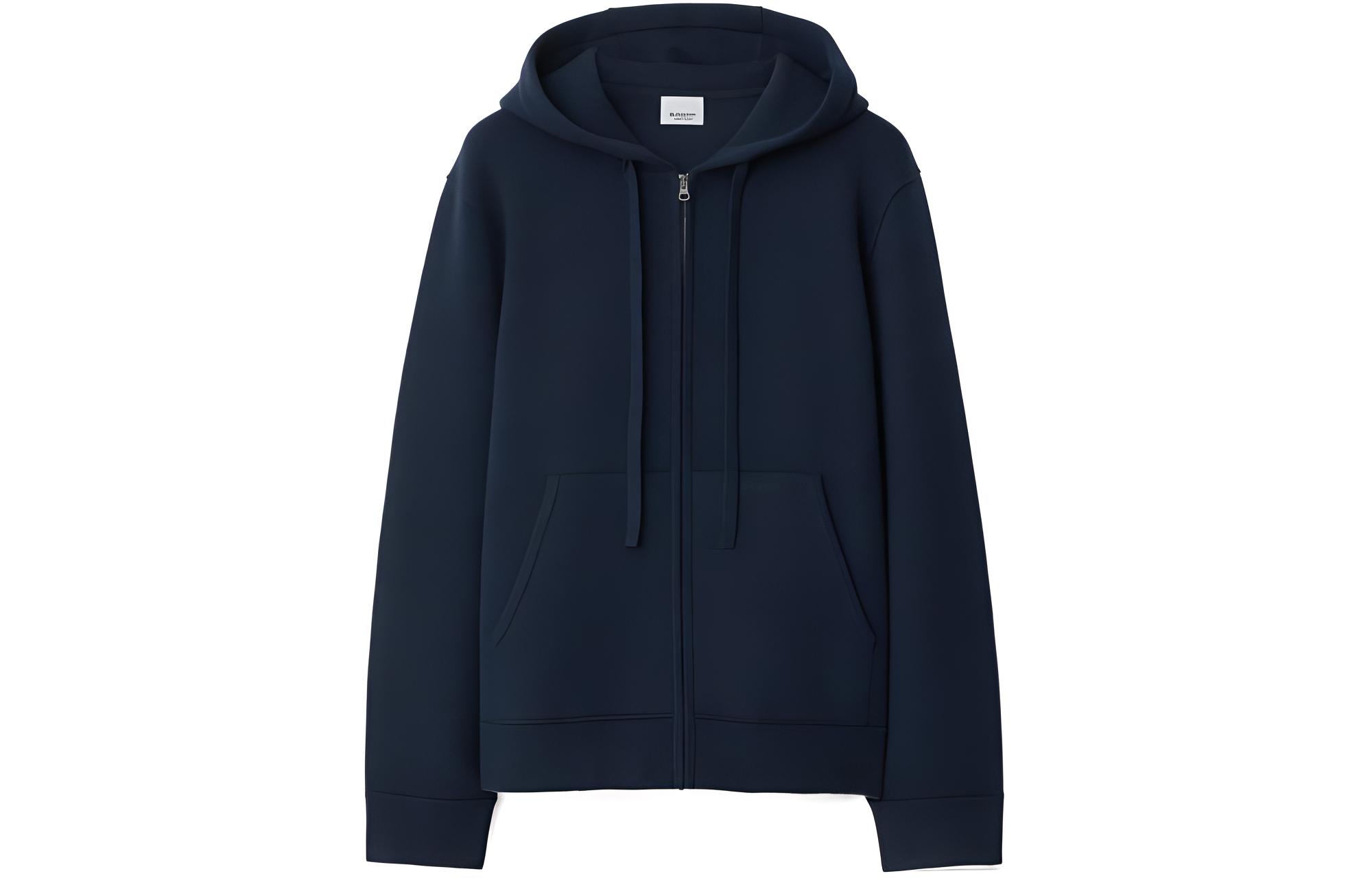 Burberry SS24 Navy Blue  Hoodie with Logo Embroidery and Drawstring. 80897841