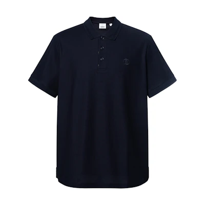 Burberry SS24 Navy Blue Polo Shirt with Logo Embroidery and Button Design. 80840211