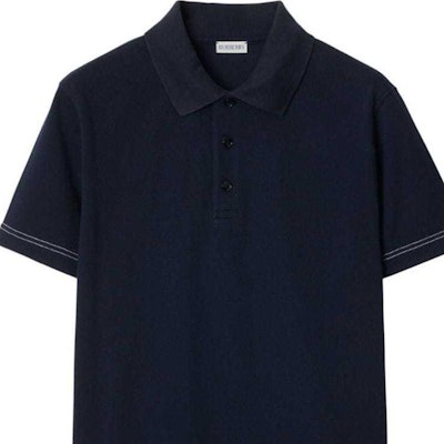 Burberry SS24 Navy Blue Stripe Logo Embroidery Straight-Cut Polo Shirt. 80947731 Details for Burberry SS24 Navy Blue Stripe Logo Embroidery Straight-Cut Polo Shirt. 80947731