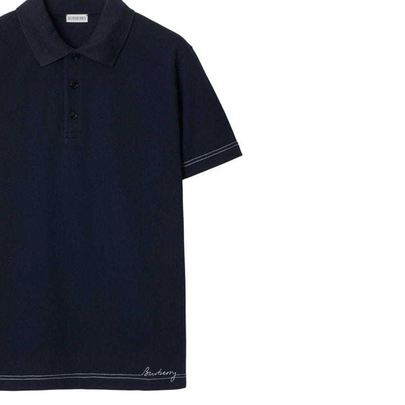 Sizing 博柏利 SS24 深蓝条纹Logo刺绣直筒 Polo衫. 80947731