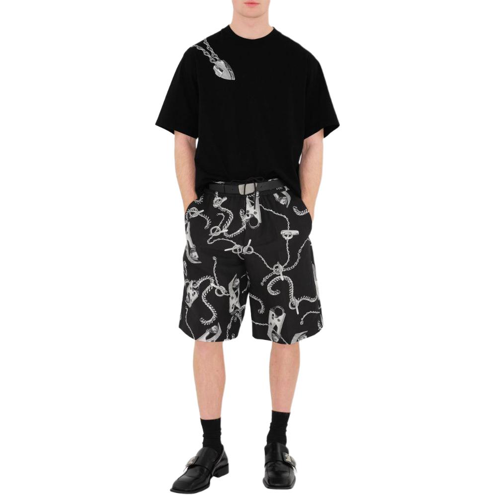 Shop 버버리 SS24 패턴 프린트 크루넥 캐주얼 티셔츠 블랙 80881771