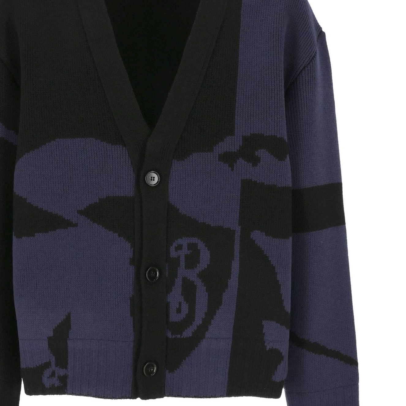 Burberry SS24 Pattern V-Neck Button-Up Knit Cardigan Black  Sweater 80955291 圖 7