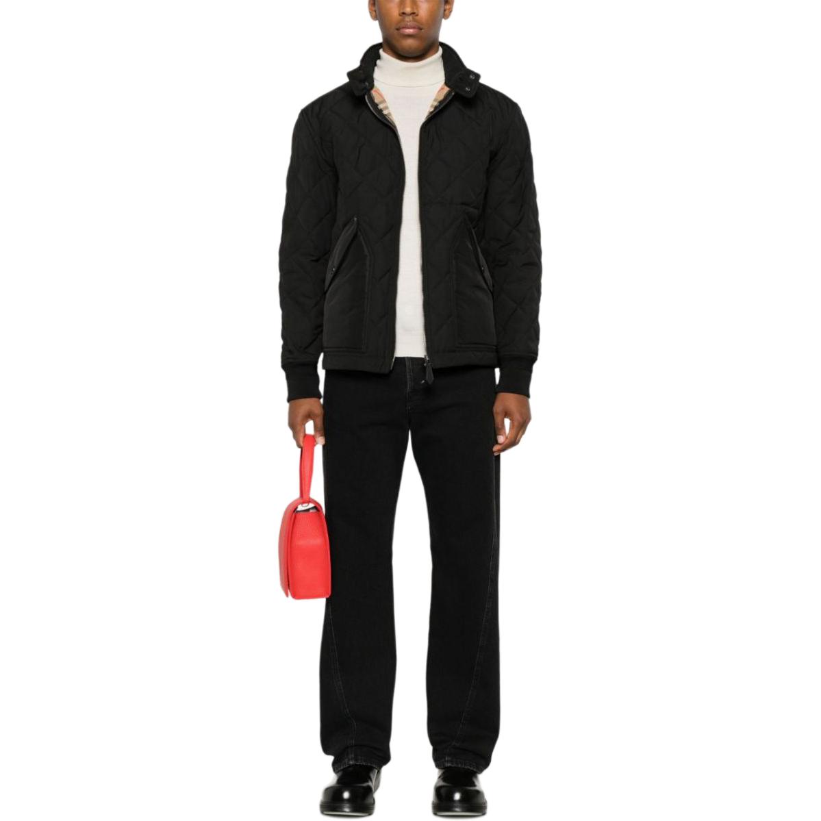 Shop Burberry SS24 黑色高領菱格休閒外套. 80964491