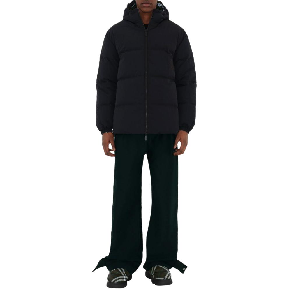 Shop Burberry SS24 Reversible Check Hooded Down Jacket Men’s Deep Green 80945941