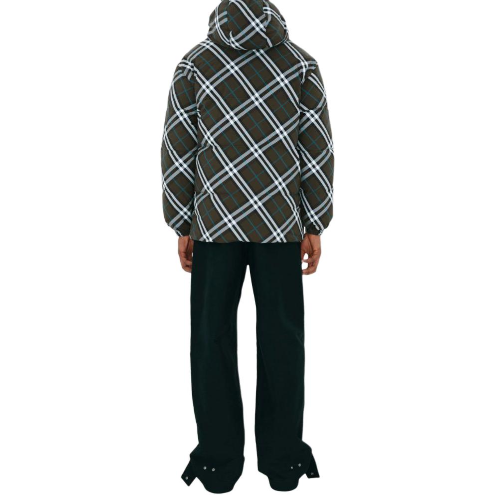 Details for Burberry SS24 Reversible Check Hooded Down Jacket Men’s Deep Green 80945941