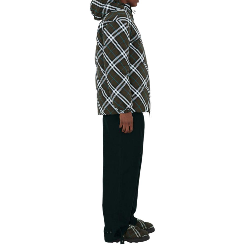 Sizing Burberry SS24 Reversible Check Hooded Down Jacket Men’s Deep Green 80945941