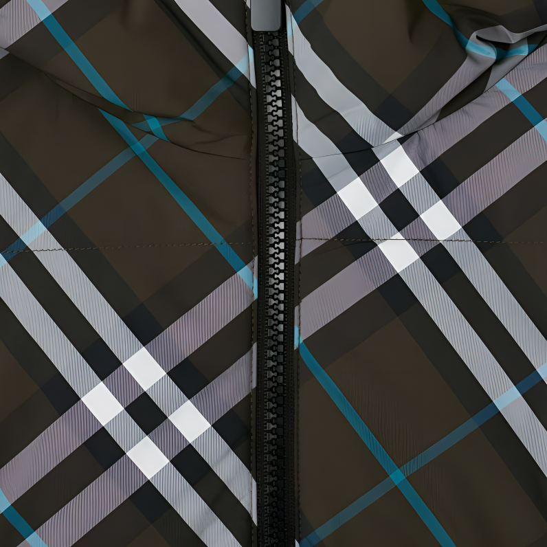 Cheap Burberry SS24 Reversible Check Hooded Down Jacket Men’s Deep Green 80945941