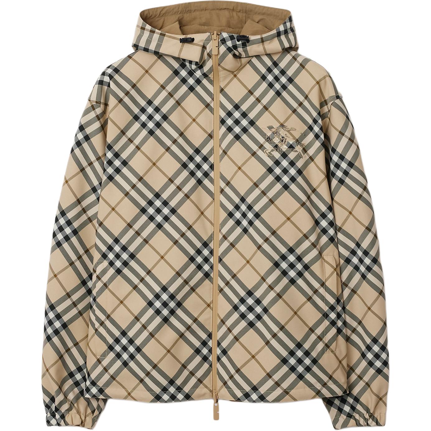 Order 博柏利 SS24 男士可翻转格纹宽松连帽夹克 米色. 80991621