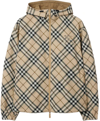 博柏利 SS24 男士可翻转格纹宽松连帽夹克 米色. 80991621 Order 博柏利 SS24 男士可翻转格纹宽松连帽夹克 米色. 80991621