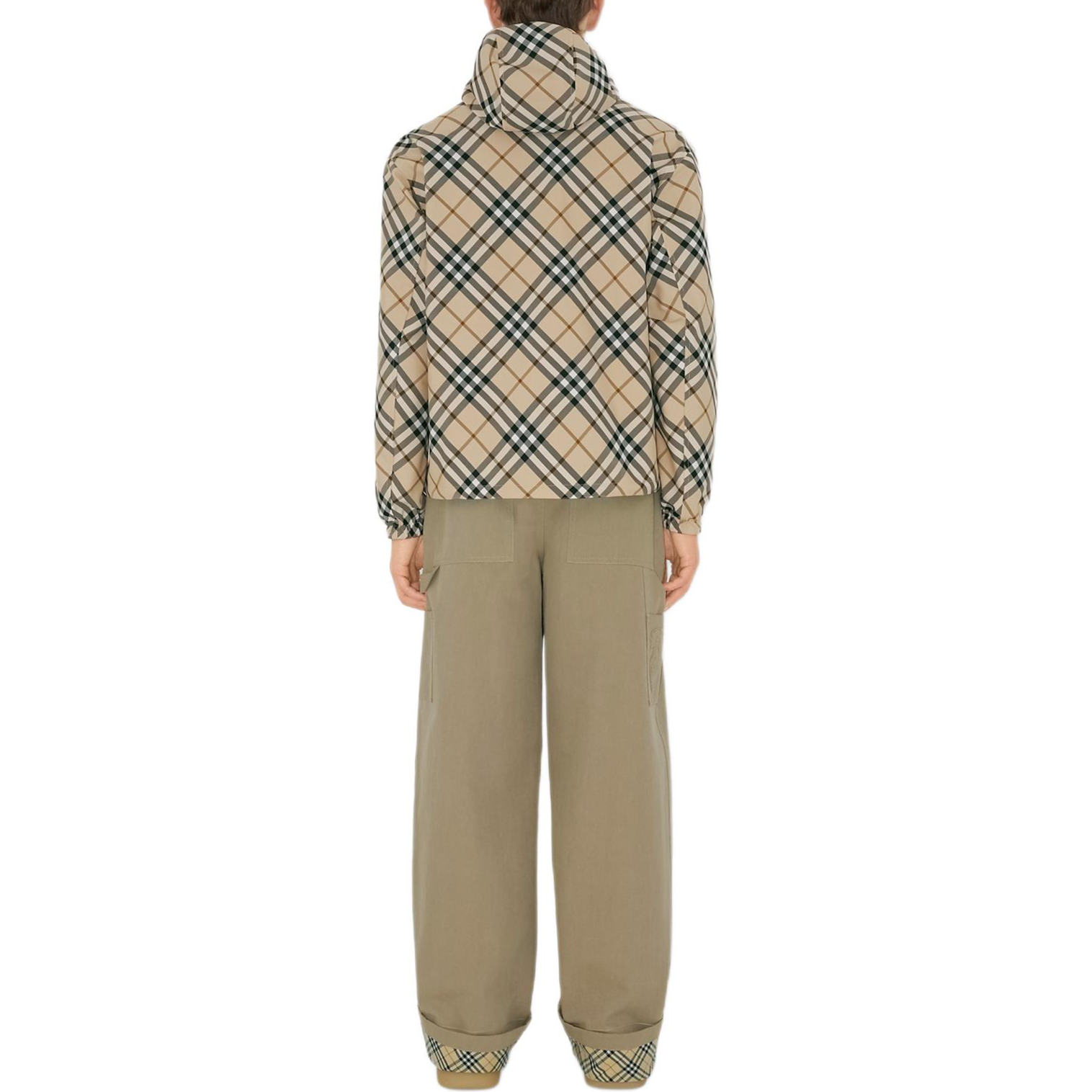 Purchase 博柏利 SS24 男士可翻转格纹宽松连帽夹克 米色. 80991621