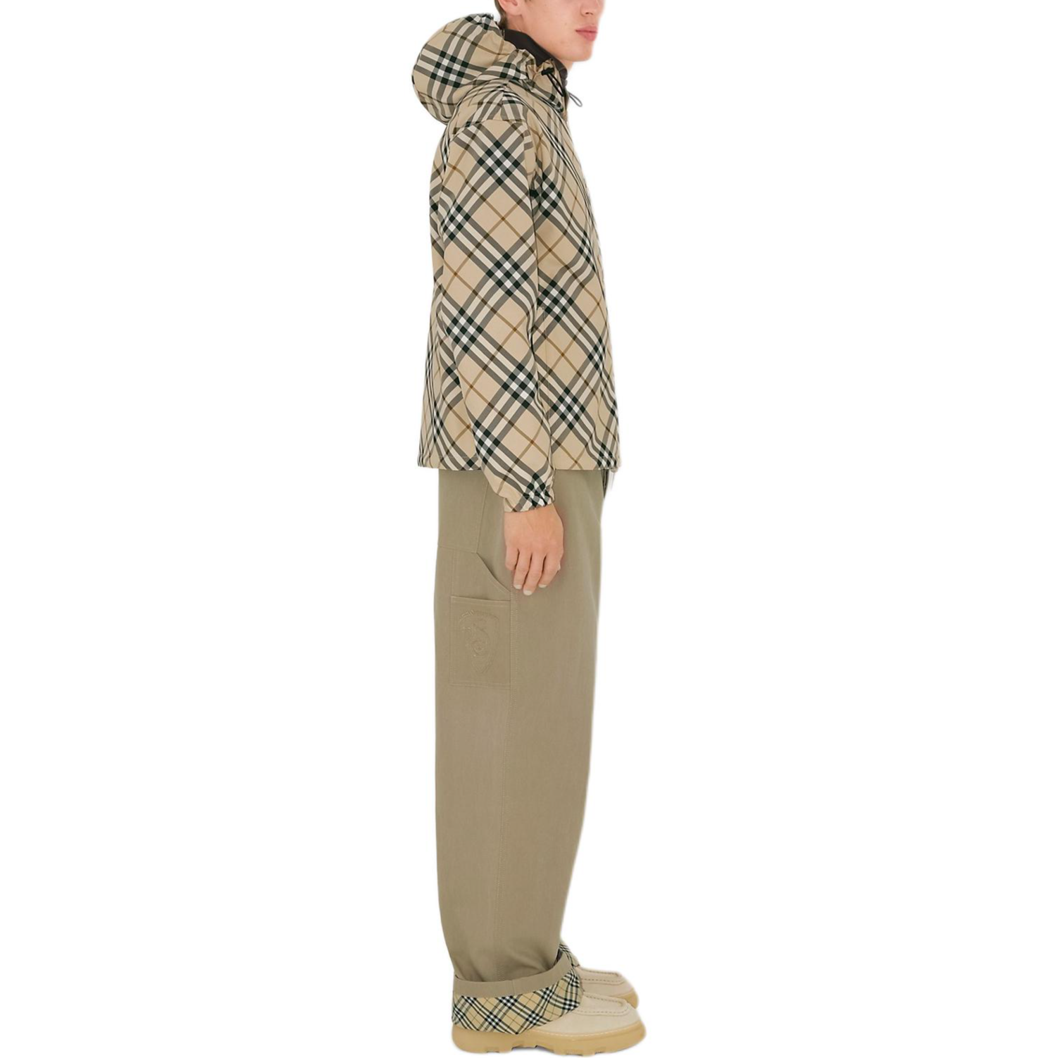 Details for 博柏利 SS24 男士可翻转格纹宽松连帽夹克 米色. 80991621