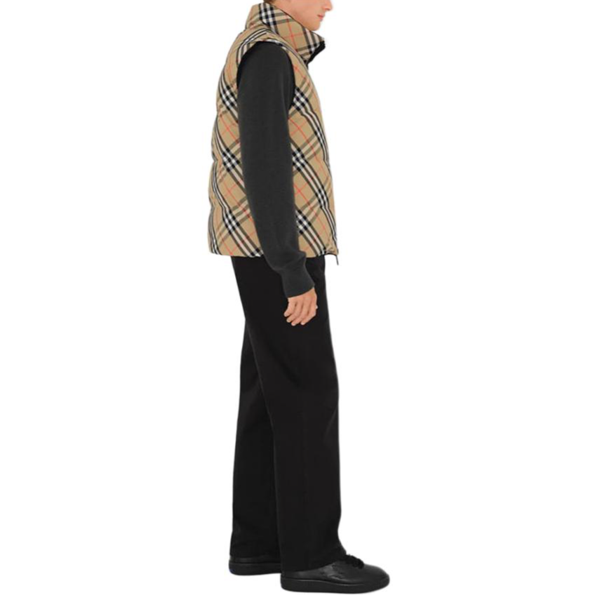 Details for Burberry SS24 Reversible Equestrian Print Puffer Vest Brown . 80942361