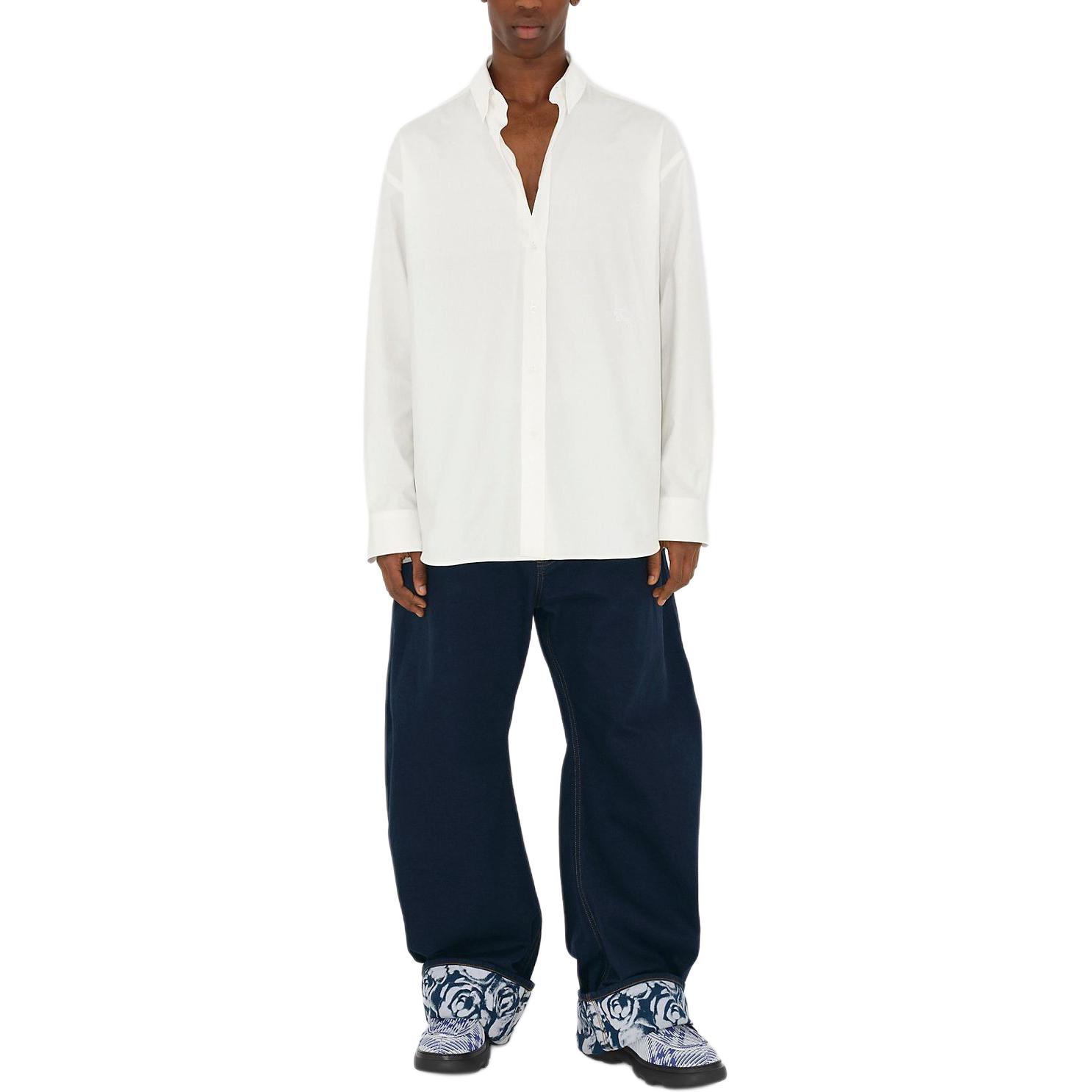 Shop Burberry SS24 Camisa Casual Hombre Azul Lluvia Manga Larga Ajuste Suelto. 80846981