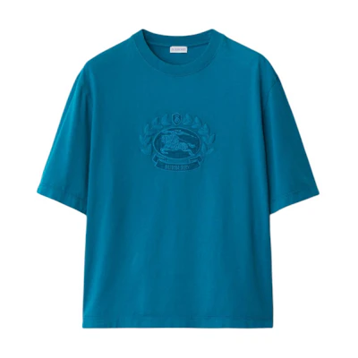 Burberry SS24 Solid Color Logo Crew Neck T-Shirt Men’s Kingfisher Blue. 80935971