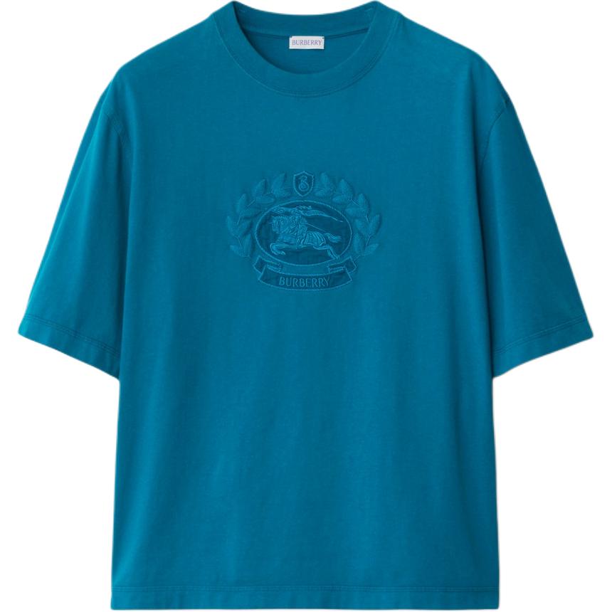 Burberry SS24 Solid Color Logo Crew Neck T-Shirt Men’s Kingfisher Blue. 80935971 圖 2