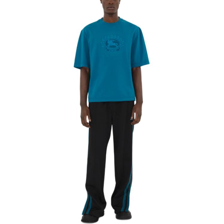 Burberry SS24 Solid Color Logo Crew Neck T-Shirt Men’s Kingfisher Blue. 80935971 圖 4